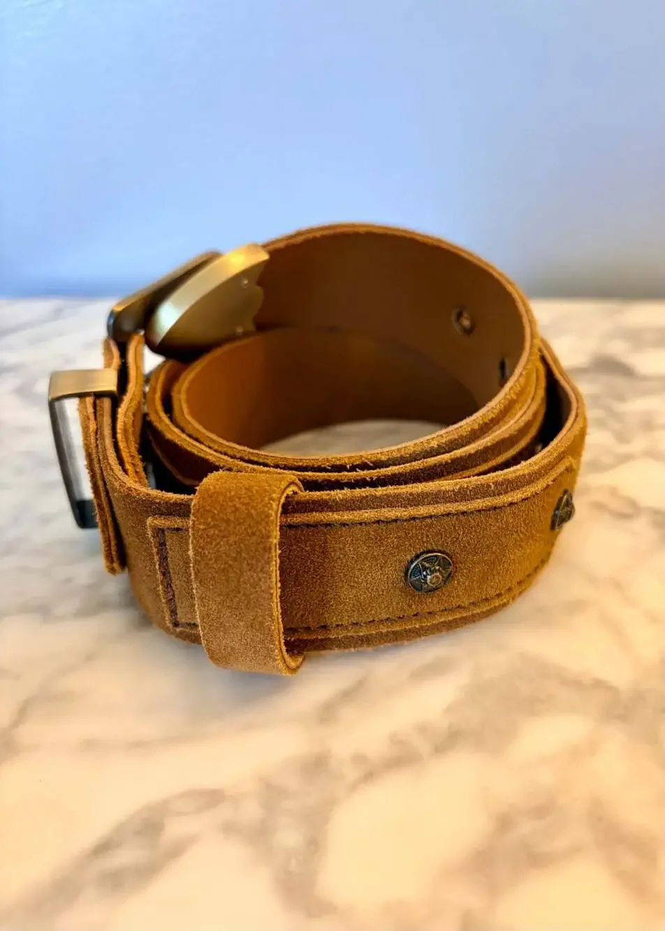 Leather Suede Belt Classic Cowboy Cowgirl Unisex Western Americana